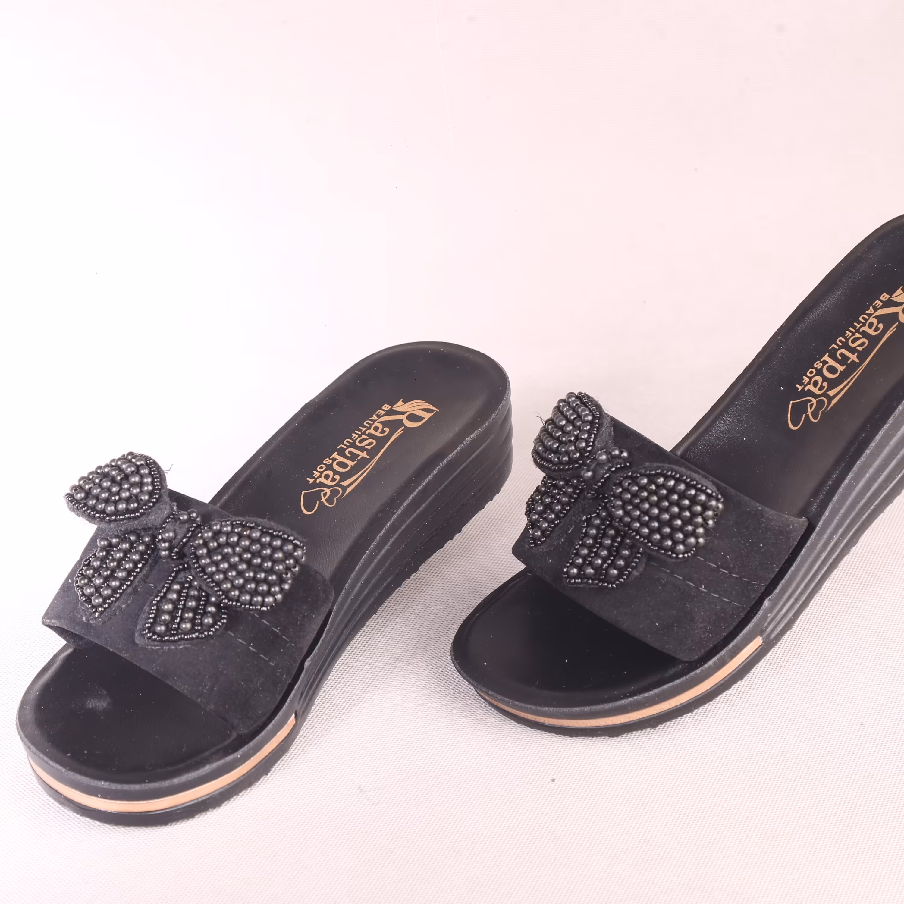 دمپایی صندل زنانه مدل پاپیون کریستال رنگ مشکی سایز 36 الی 41