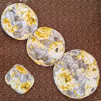 دم کنی آشپزخانه موجود در سه سایز بهمراه دو عدد دستگیره (پک  پنج عددی) رنگ زرد خاکستری