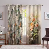 پرده اتاق خواب شیک طرح گل PQ-1089