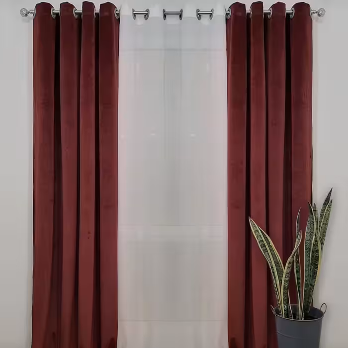 پرده کامل پانچ مخمل کالیفرنیا و حریر بافتدار قد280