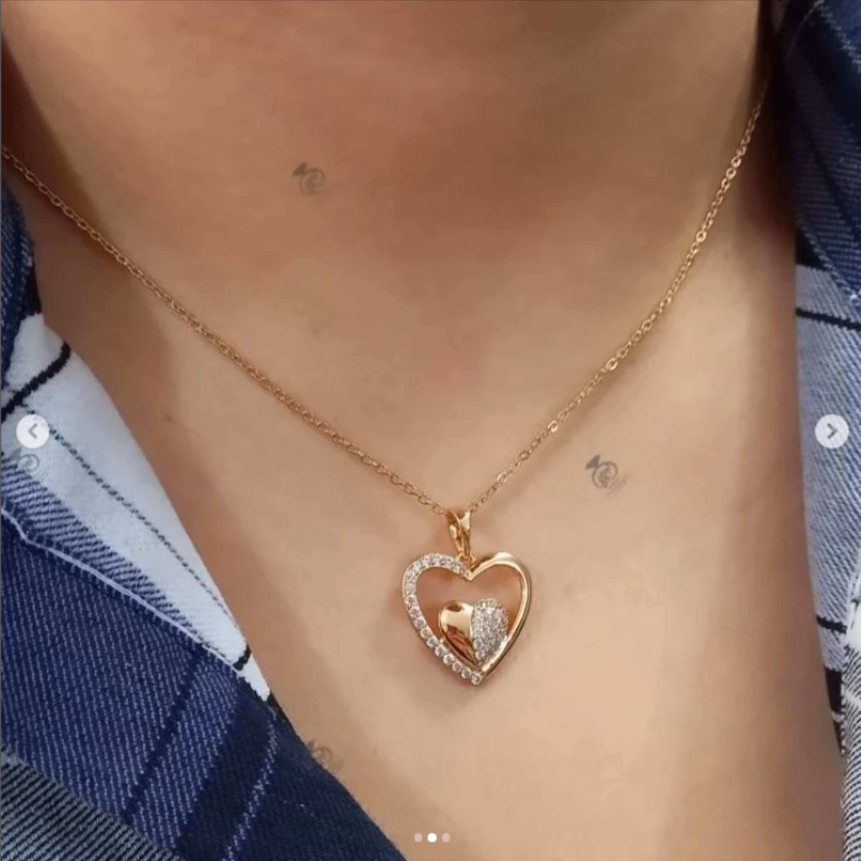 آویز طرح طلا و رنگ ثابت برند ژوپینگ مدلقلب نگین دار کد2