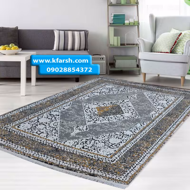 فرش مدرن کرم طلایی کد 1040