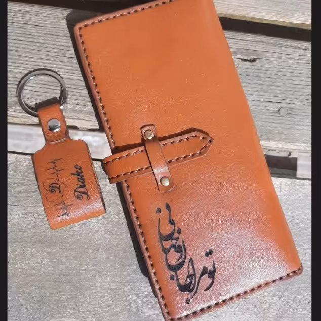 کیف پول  چرم دستدوز ( کتی) ،چرم طبیعی گاوی