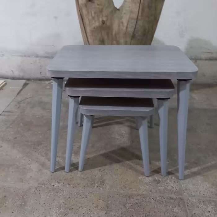 میز عسلی مستطیل داخل هم شو کم جا طوسی کتان 