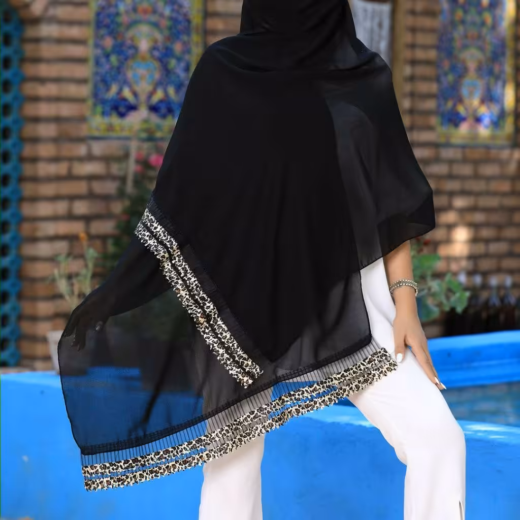 شال حریر کرپ مجلسی