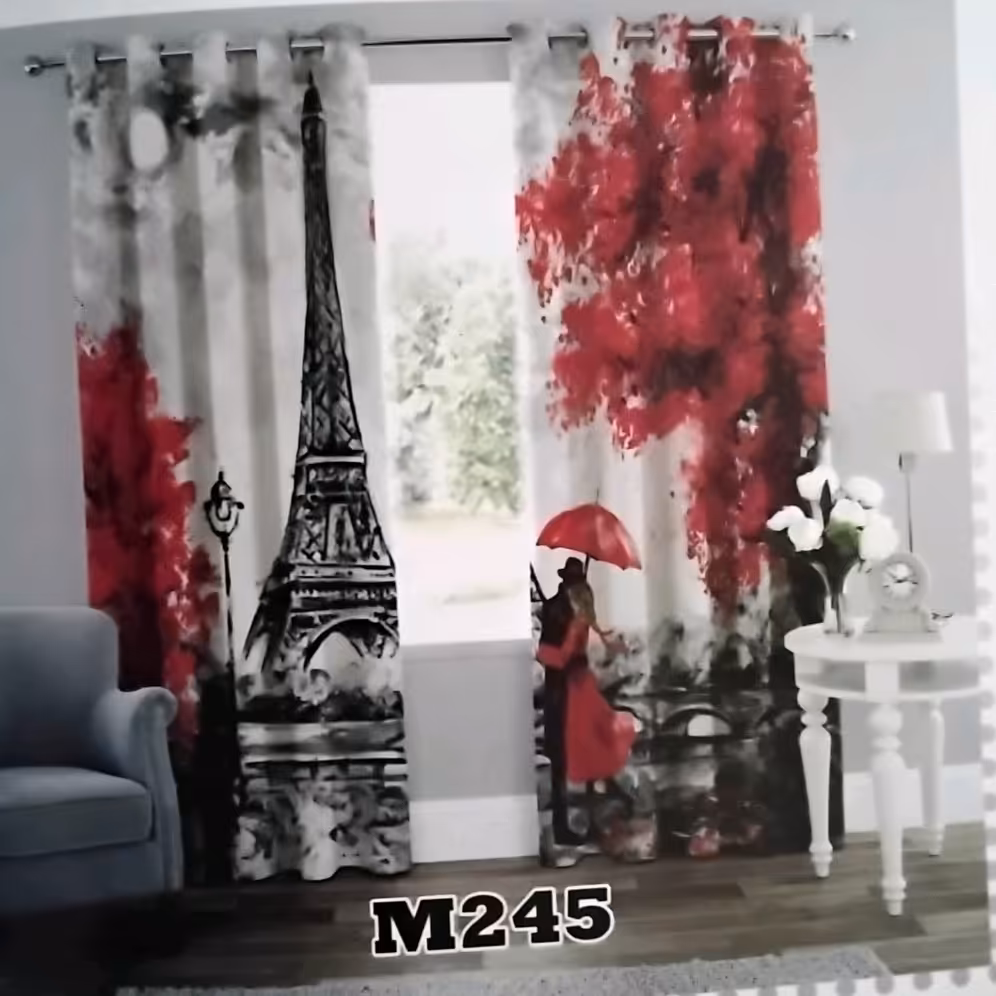 پرده چاپی پانچ دوقواره طرح منظره کد m245