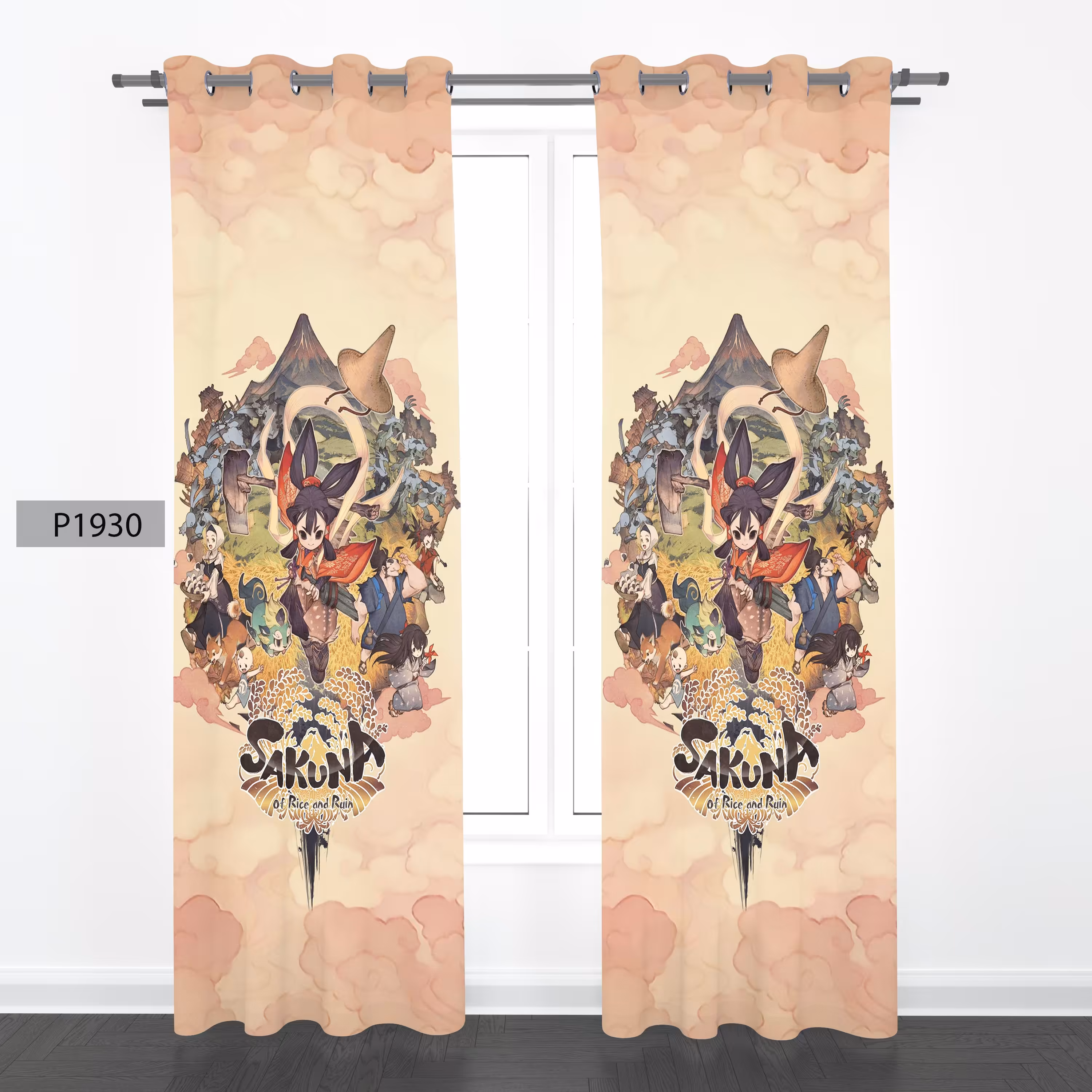 پرده هازان چاپی دو قواره دوخته شده پانچ شده هر قواره عرض 140ارتفاع190کد1930