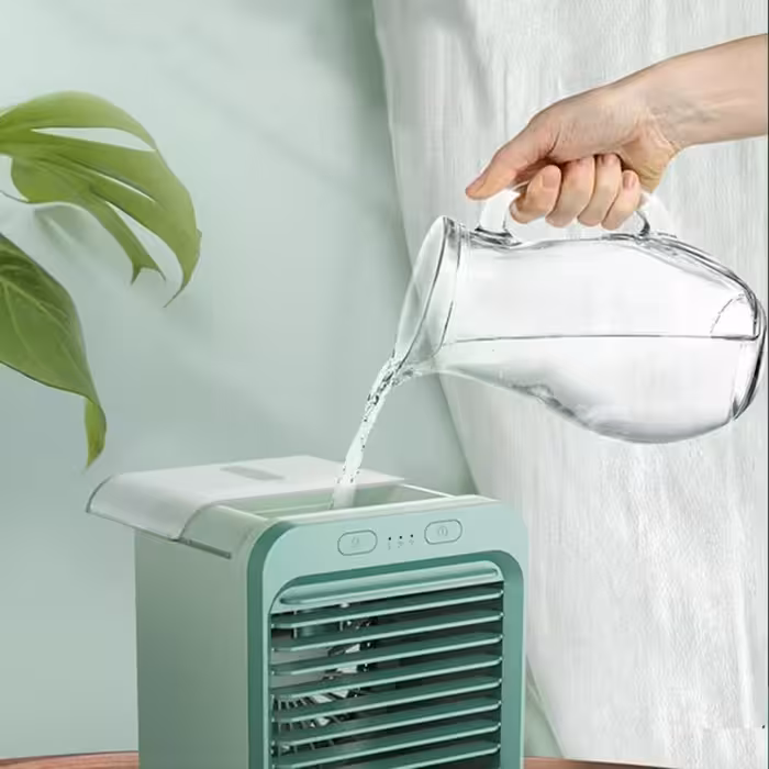 کولر آبی رومیزی خودرو و سفری با کیفیت خنک کنندگی خوب همراه با افشانه آب و مخزن آب 3 سرعته درجه یک مینی کولر آبی باکیفیت