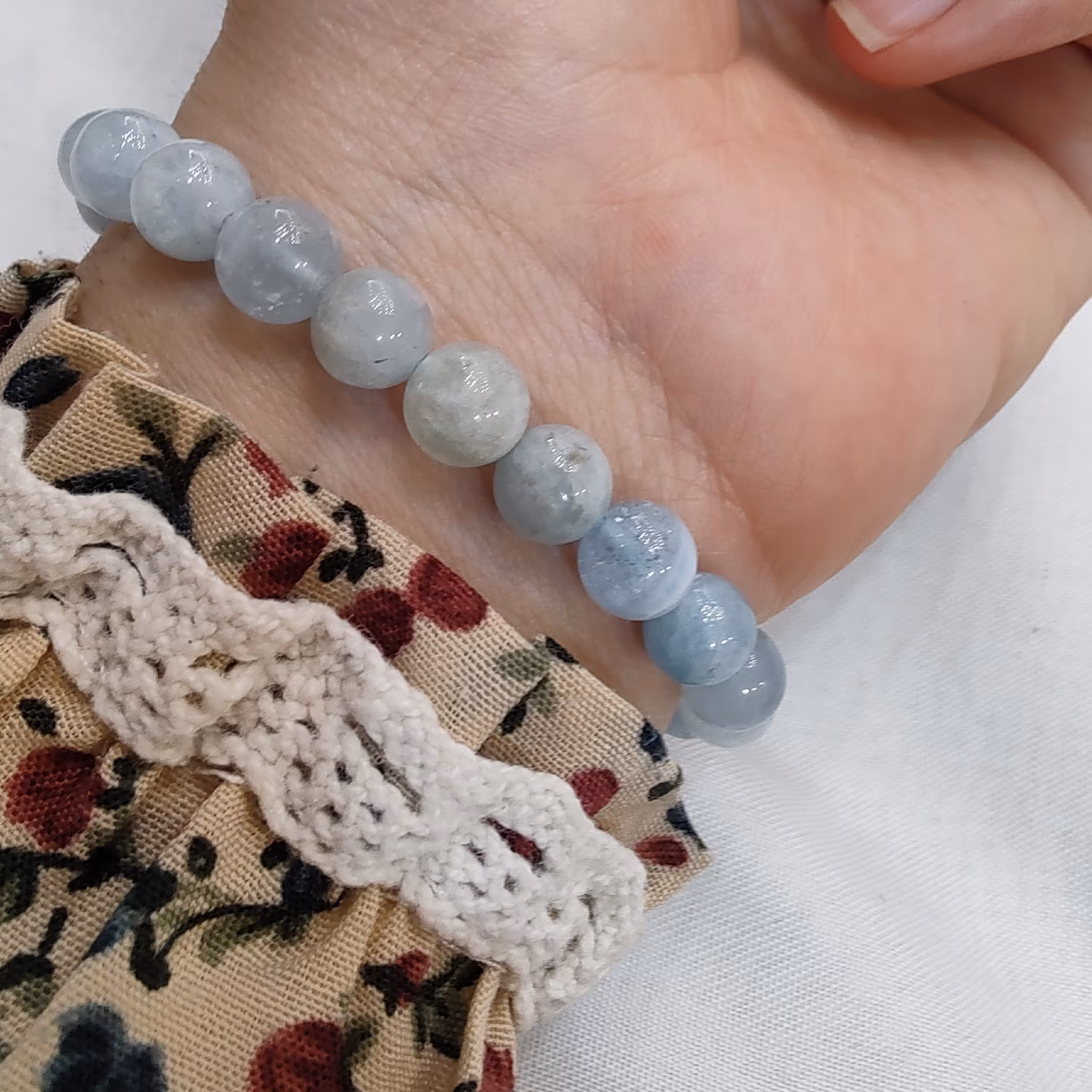 اکسسوری دستبند  مورگانیت آبی تمام سنگ اصل دستبند عشق 