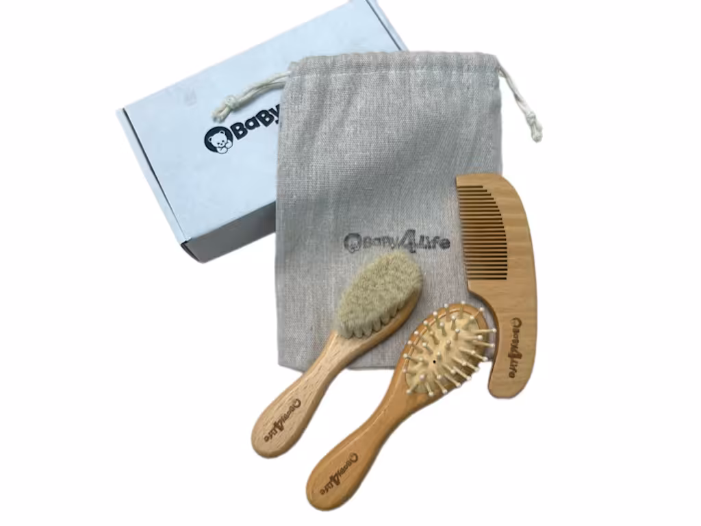 ست شانه و برس چوبی نوزادی baby 4 life