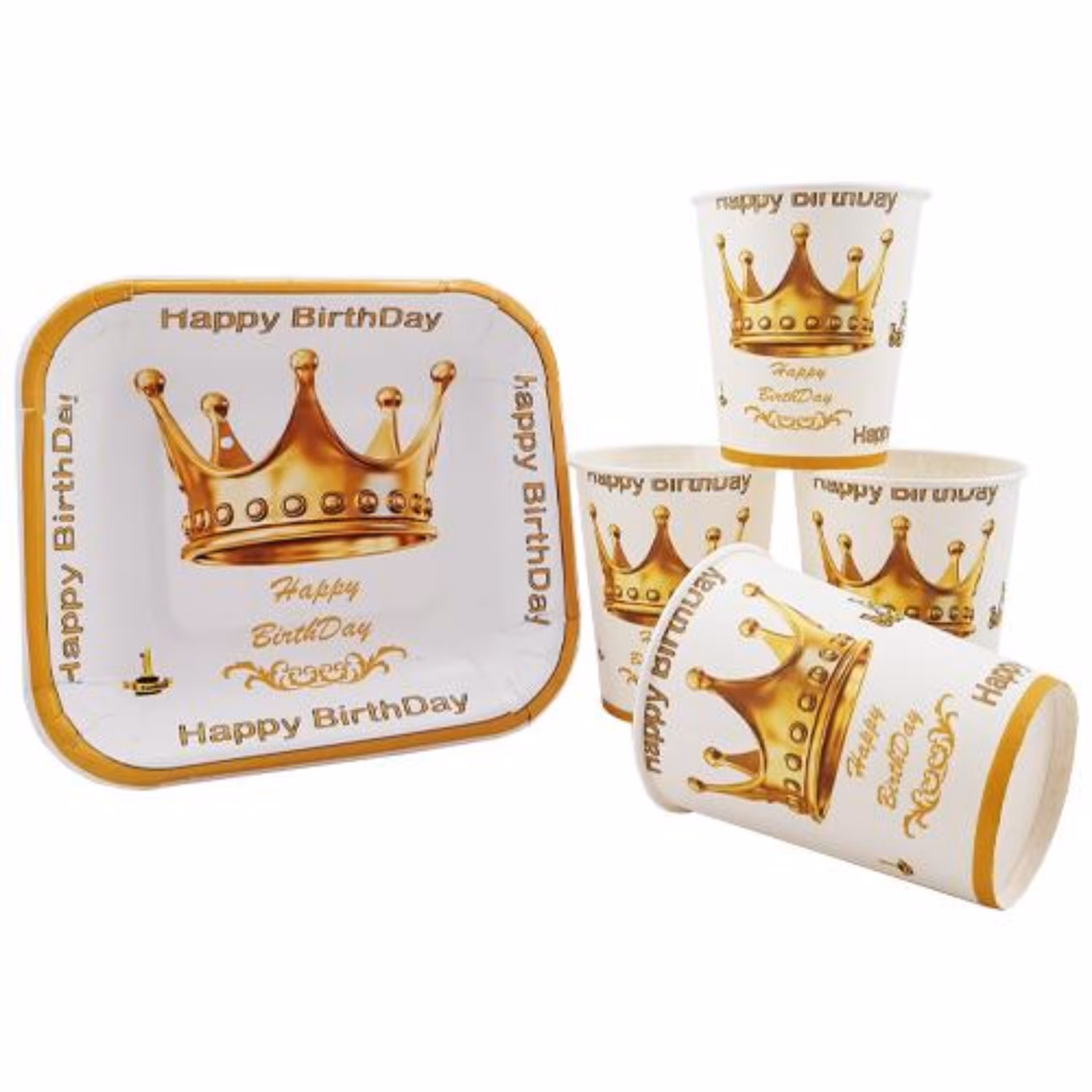 مجموعه 63 عددی تم تولد تاج سفید طلایی