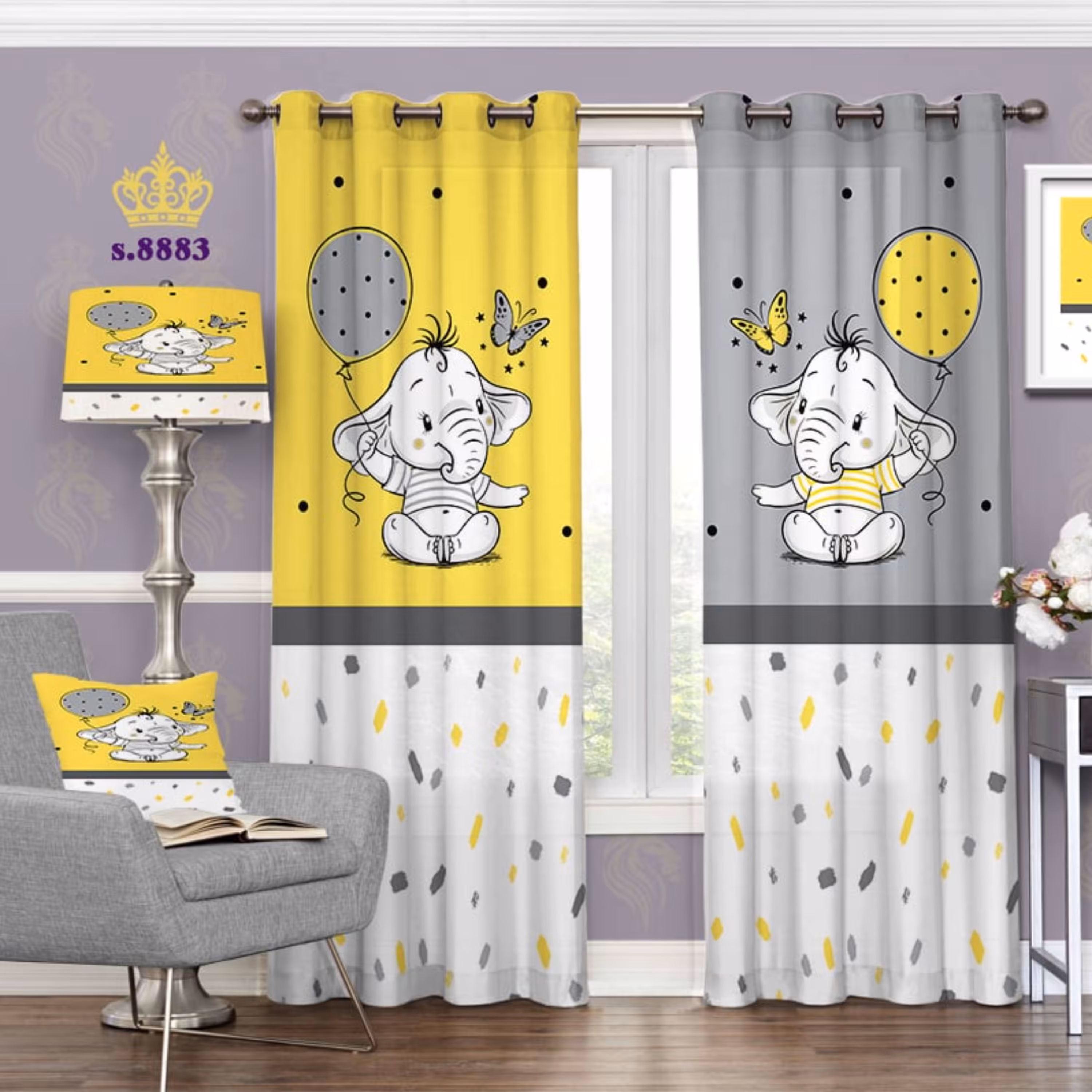 پرده اتاق کودک - طرح فیل ( سری 5 )