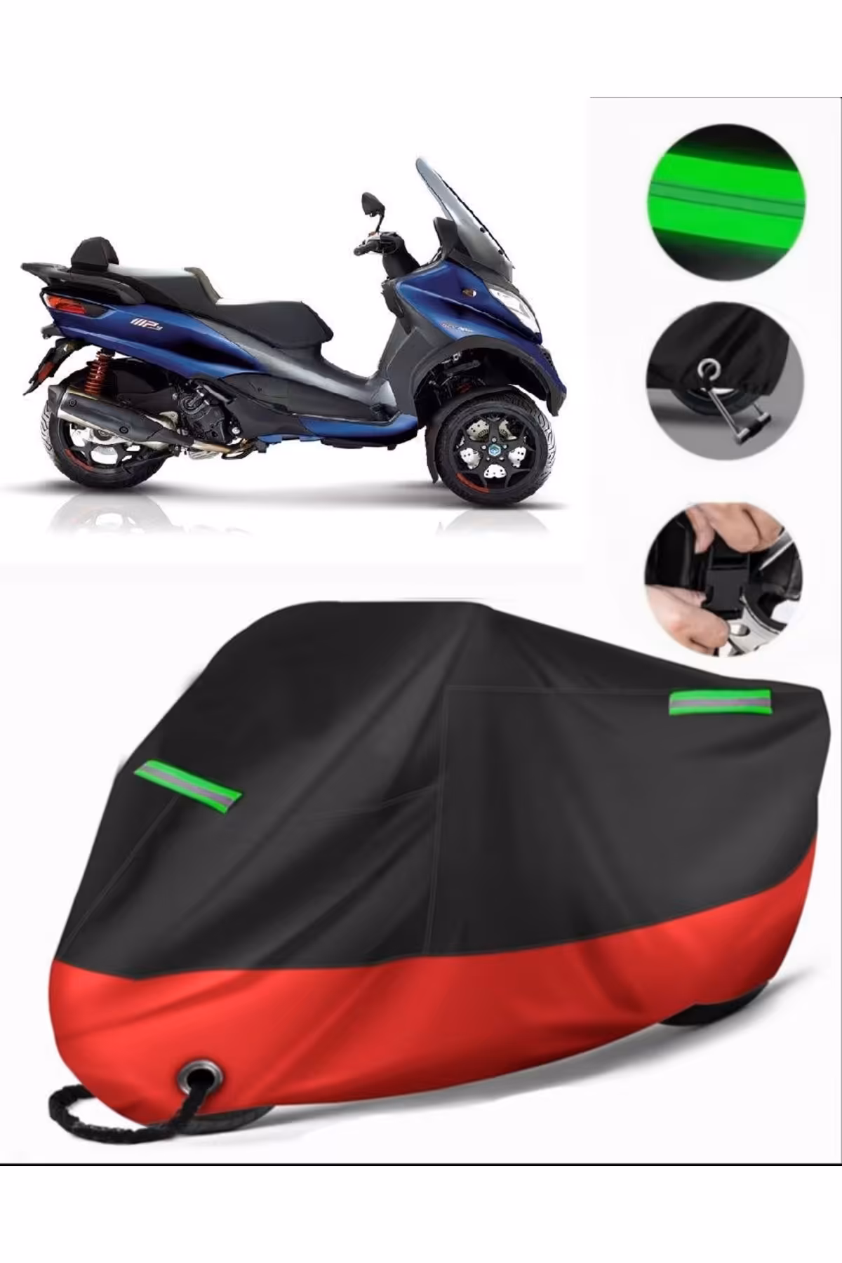 چادر موتورسیکلت قرمز PIAGGIO MP3 500 MOTORIUM MOTORCYCLE PREMIUM سازگار قفل سیاه MotoEn