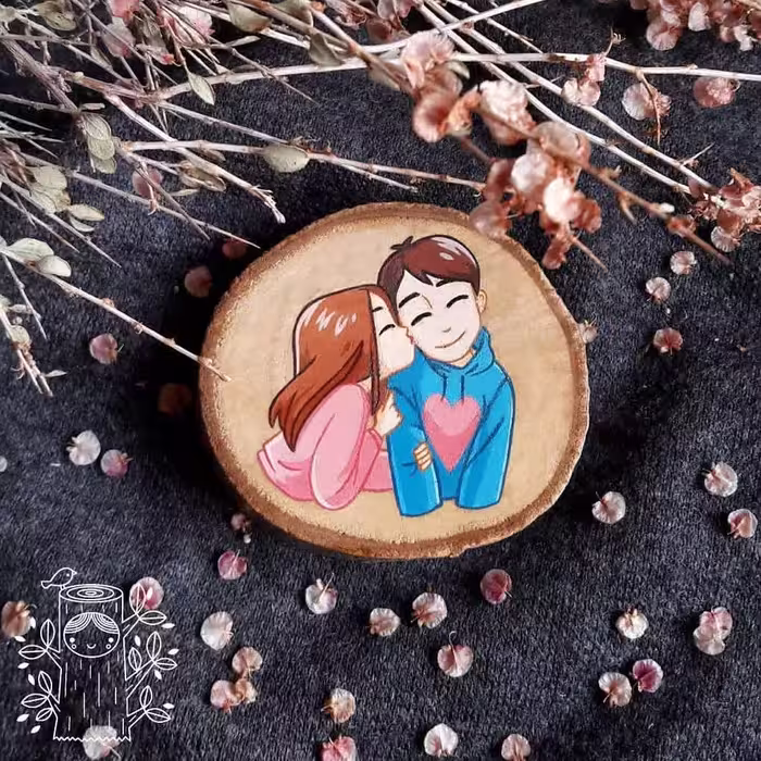دیوارکوب چوبی طرح پسردختر