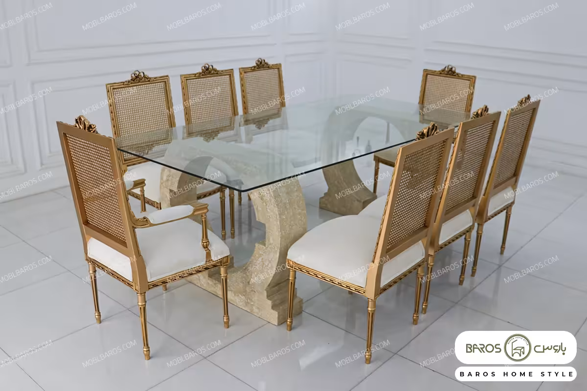 میز ناهار خوری شیشه ای مدرن چیکا