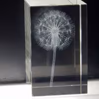 حکاکی طرح قاصدک در کریستال وارداتی درجه یک سایز 80 میلیمتر