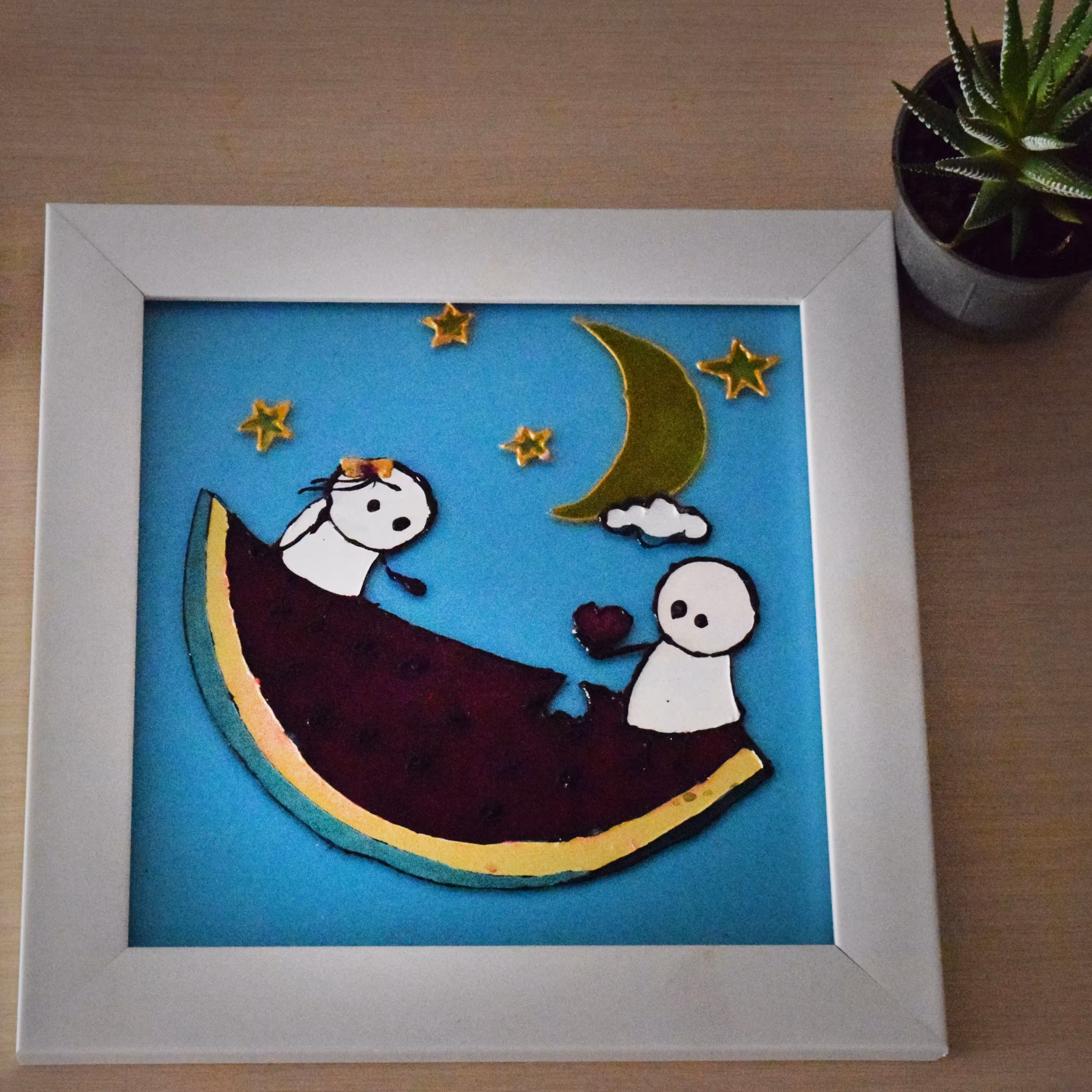 قاب ویترای شیشه ای طرح یلدا رنگ ثابت مناسب برای هدیه و همچنین قابی کوچک و زیبا برای اتاقتان