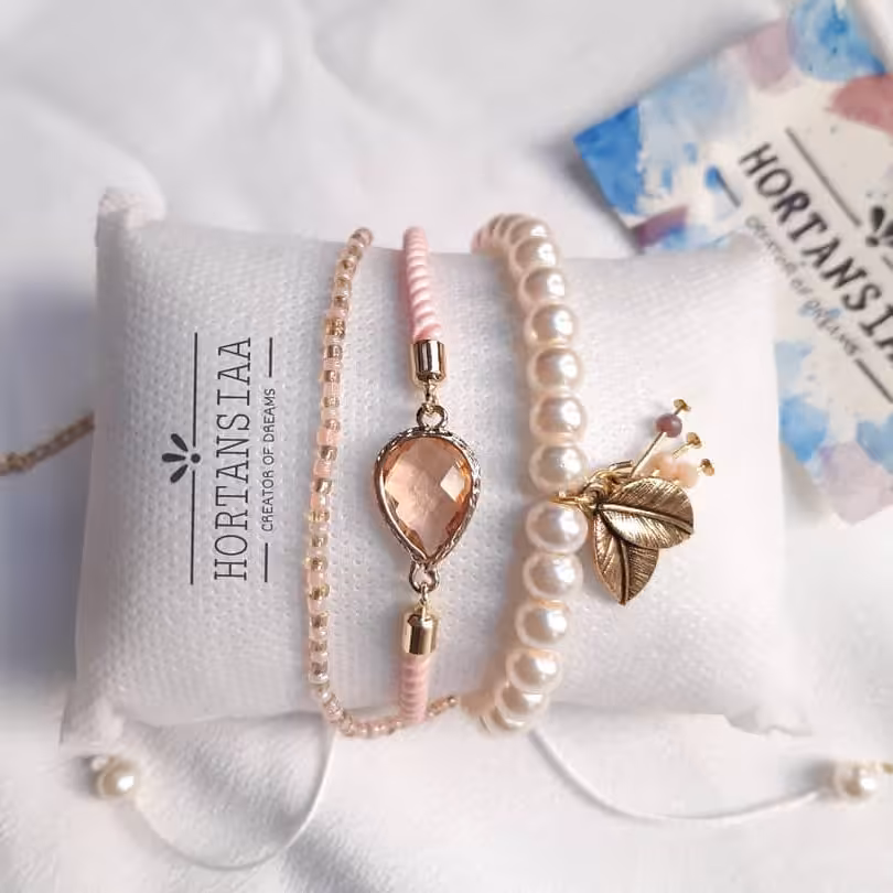 سِت دستبند سه عددی  دریای صورتی   ، هورتانسیا 🌸