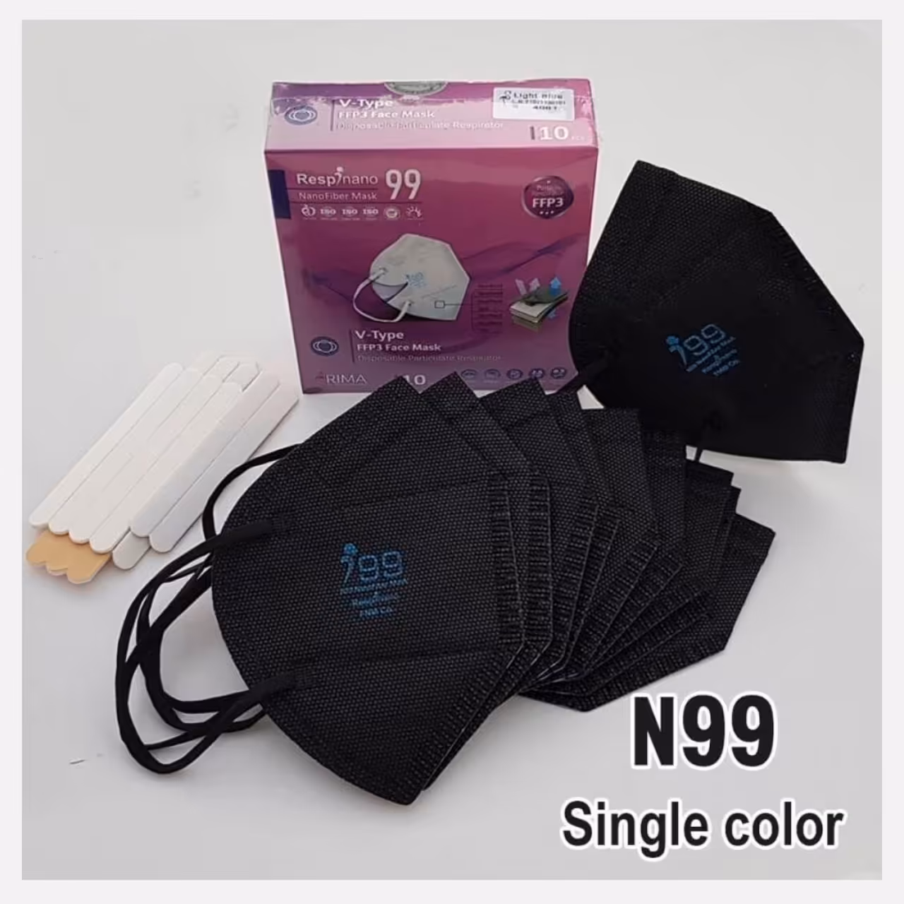 ماسک 6 لایه بدون سوپاپ N99 مشکی بسته 10 عددی