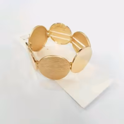 دستبند بنگل کشی طلایی طرح آینه ای و مات، کار فوق العاده زیبا و مینیمال