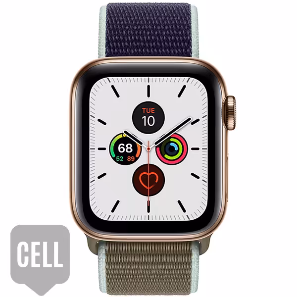 سری 5 استیل سلولار مردانه Gold Stainless Steel Case with Khaki Sport Loop - Hiapple.ir