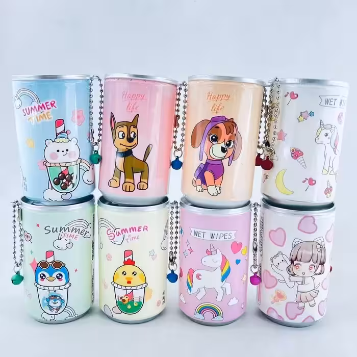 دستمال مرطوب قوطی فانتزی و جذاب پاک کننده آرایش و آلودگی ضد خشکی پوست 