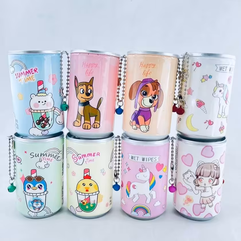 دستمال مرطوب قوطی فانتزی و جذاب پاک کننده آرایش و آلودگی ضد خشکی پوست 