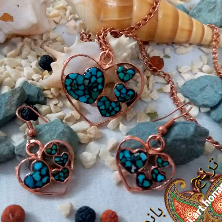 نیم ست فیروزه کوب قلبی نانوشده