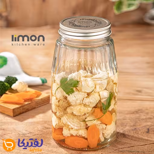 بانکه شیشه ای 1/8 لیتر درب فلزی لیمون 2038