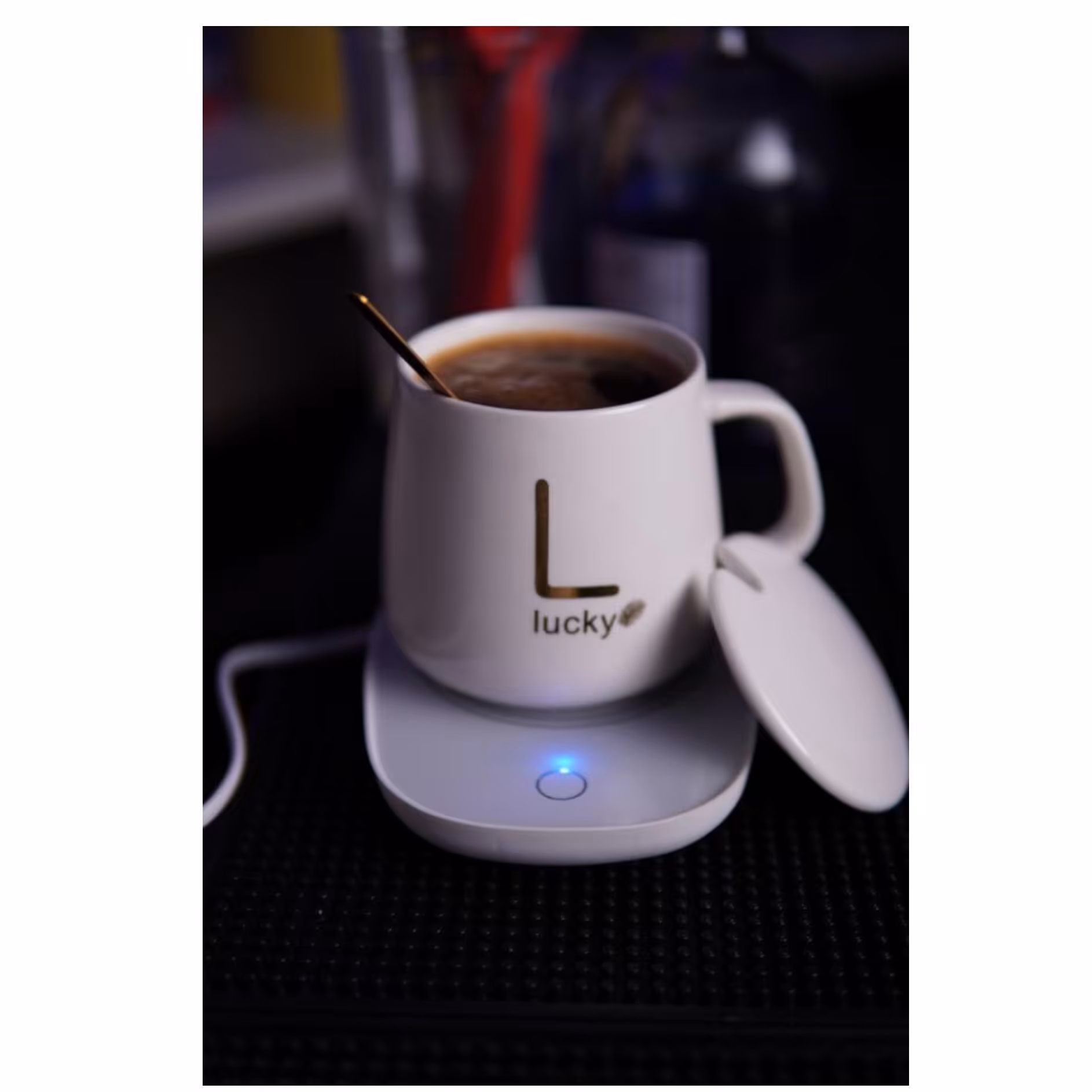 ماگ حرارتی وارمردار طرح لاکی(برقی)فقط رنگ سفید(عمده و تک)