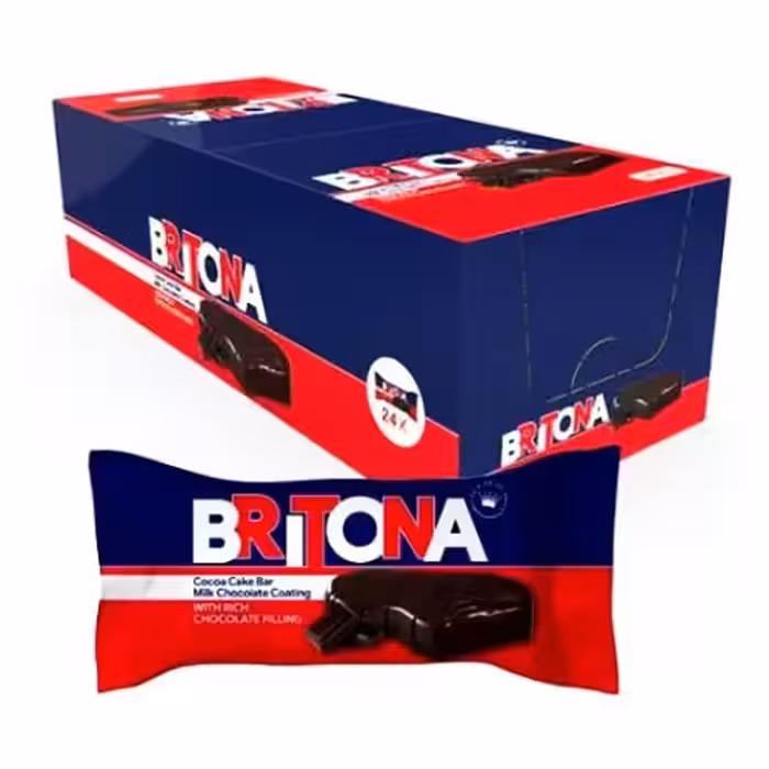 کیک کاکائویی با مغزی کاکائویی و روکش شکلات شیری بریتونا بسته 24 عددی