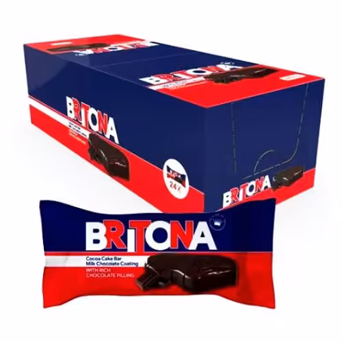 کیک کاکائویی با مغزی کاکائویی و روکش شکلات شیری بریتونا بسته 24 عددی