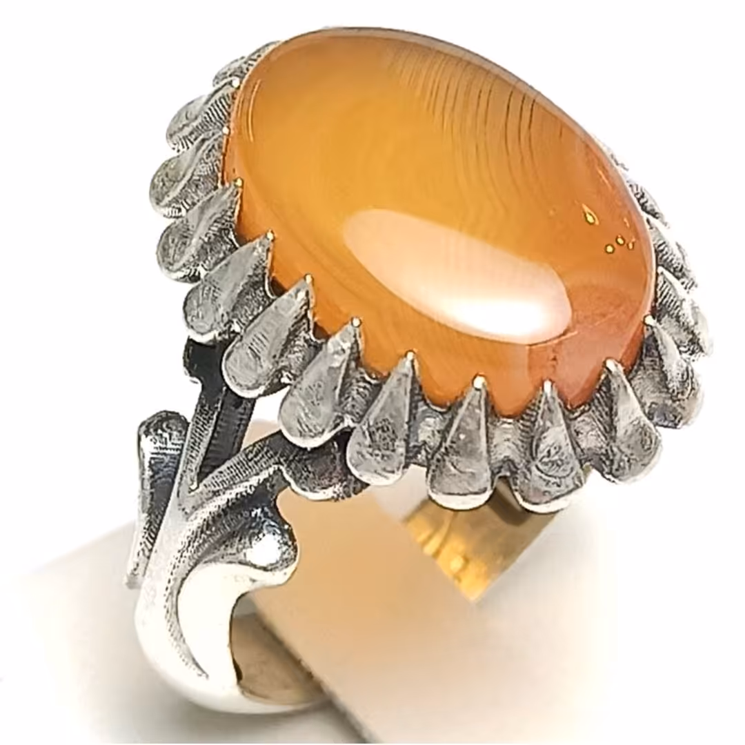 انگشتر عقیق یمنی پرتغالی نقره 5