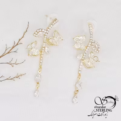 گوشواره پروانه طرح طلا(جواهری) کد 12188