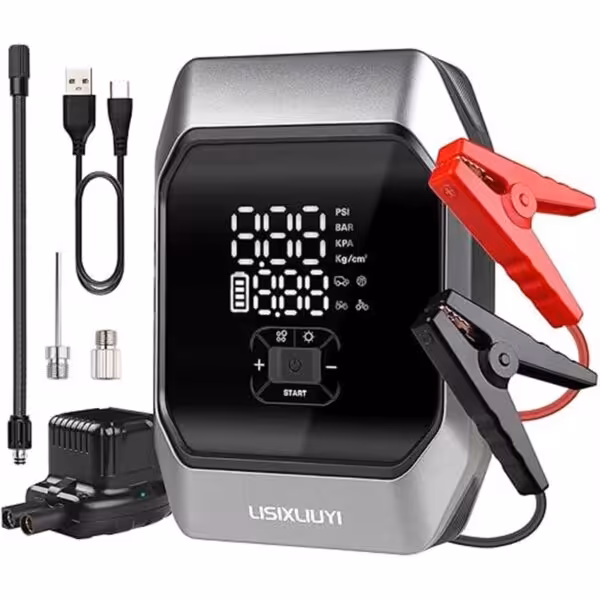 خرید و قیمت جامپ استارتر خودرو به همراه پمپ باد مدل KF03 - کی ام کالا