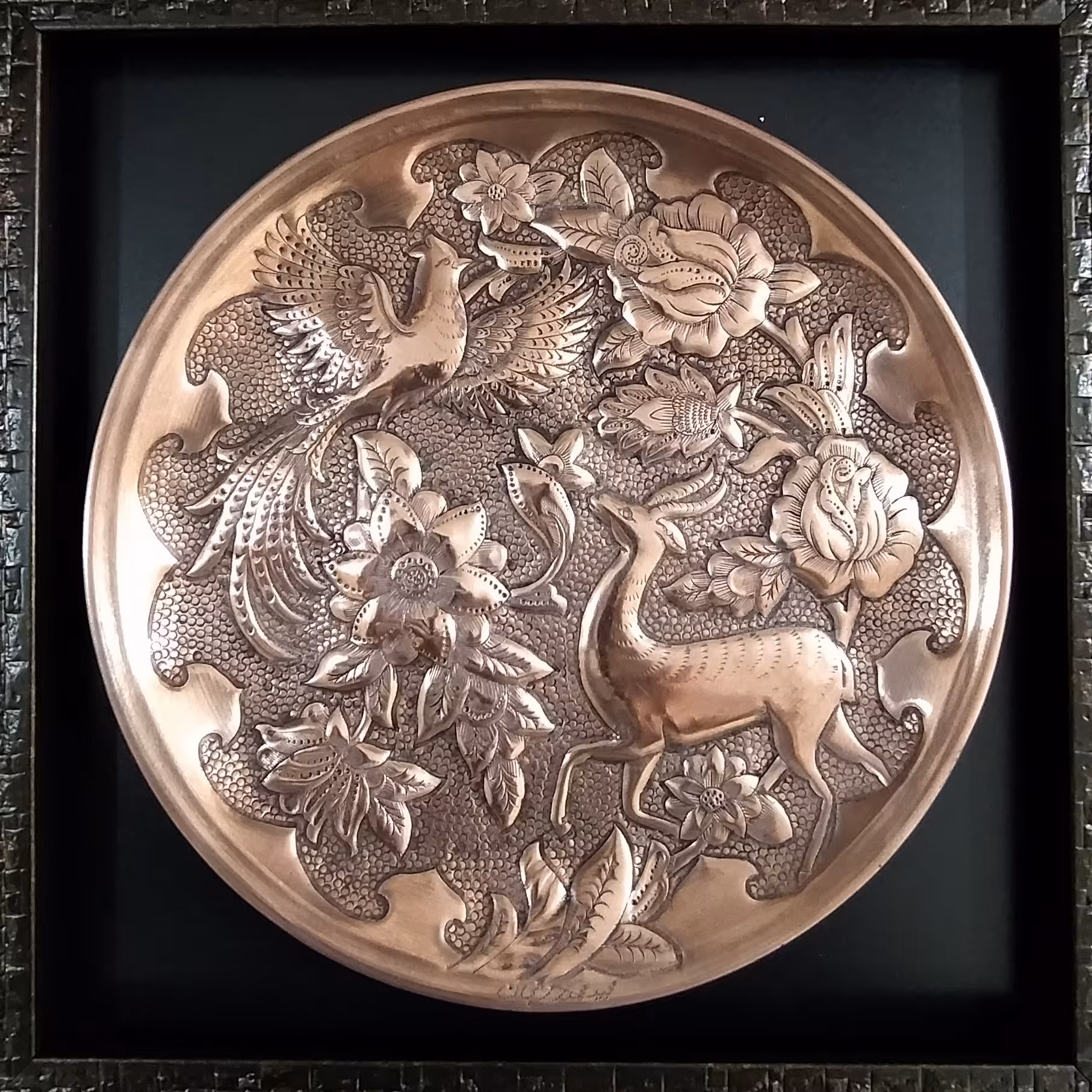 تابلو مسی 25سانتی طرح غزال و مرغ