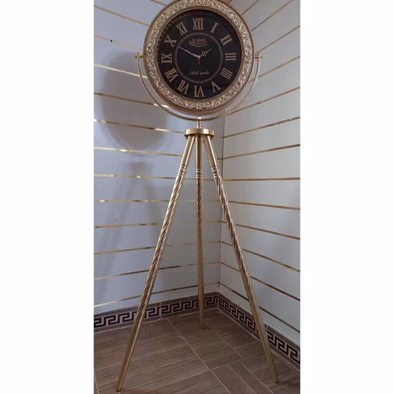 ساعت ایستاده مشکی طلایی  3پایه تلسکوپی راما 27 مظفری