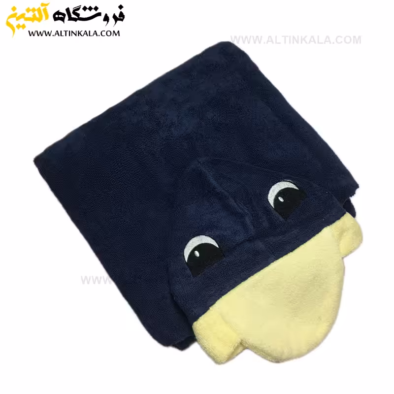 حوله پالتویی کودک سلین طرح اردک سرمه ای-زرد سایز 10-11