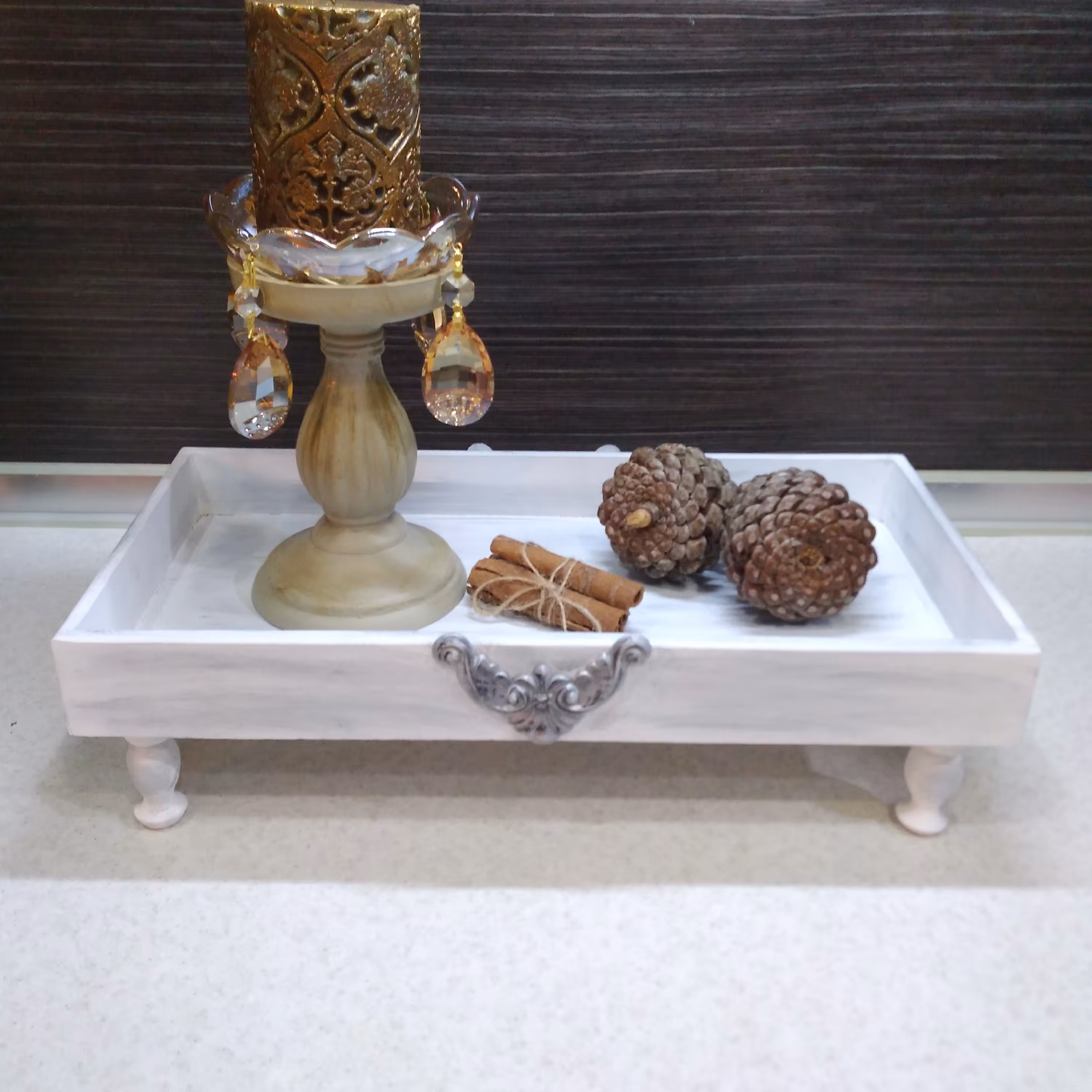 رایزر چوبی مستعطیل پتینه شده با ابعاد چهل در بیست قابل اجرا در رنگ و پتینه دلخواه 