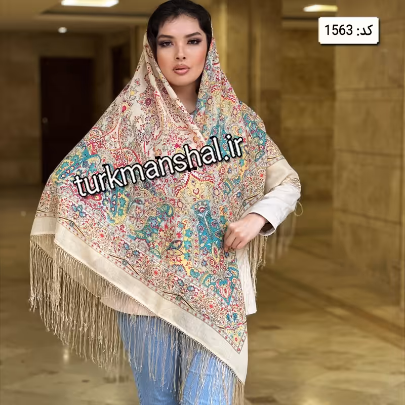 روسری ترکمن ابریشمی (ایتالیایی) کد 1563