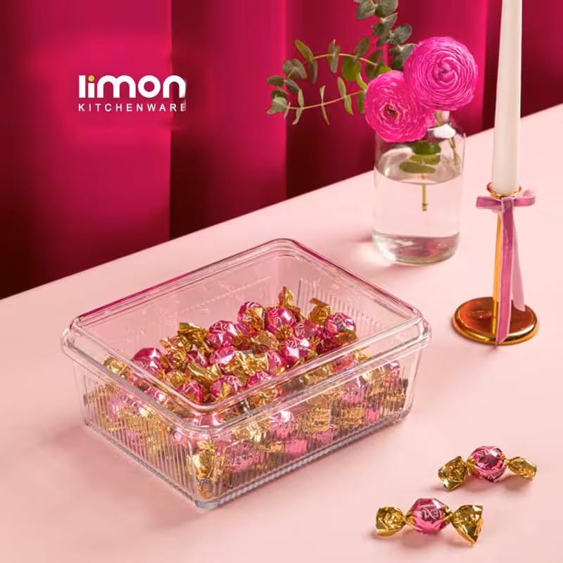 شکلات خوری شیشه ای بزرگ لیمون 2341