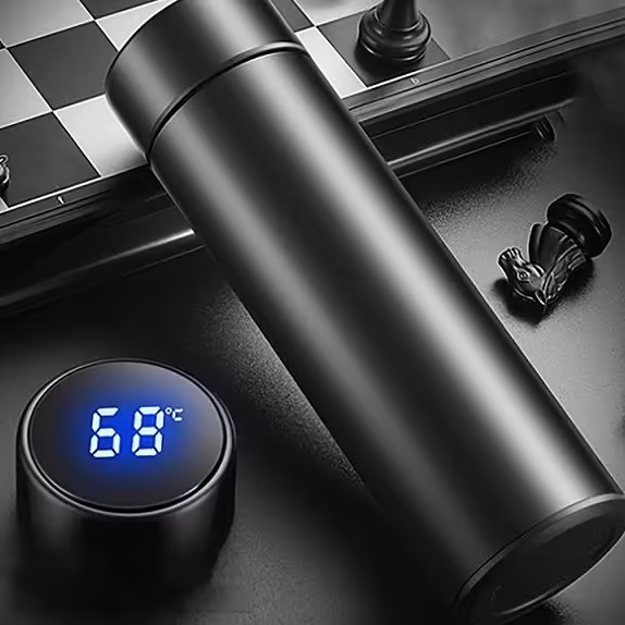 فلاسک نیم لیتری استیل ضدزنگ دماسنج دار  رنگی یونیک