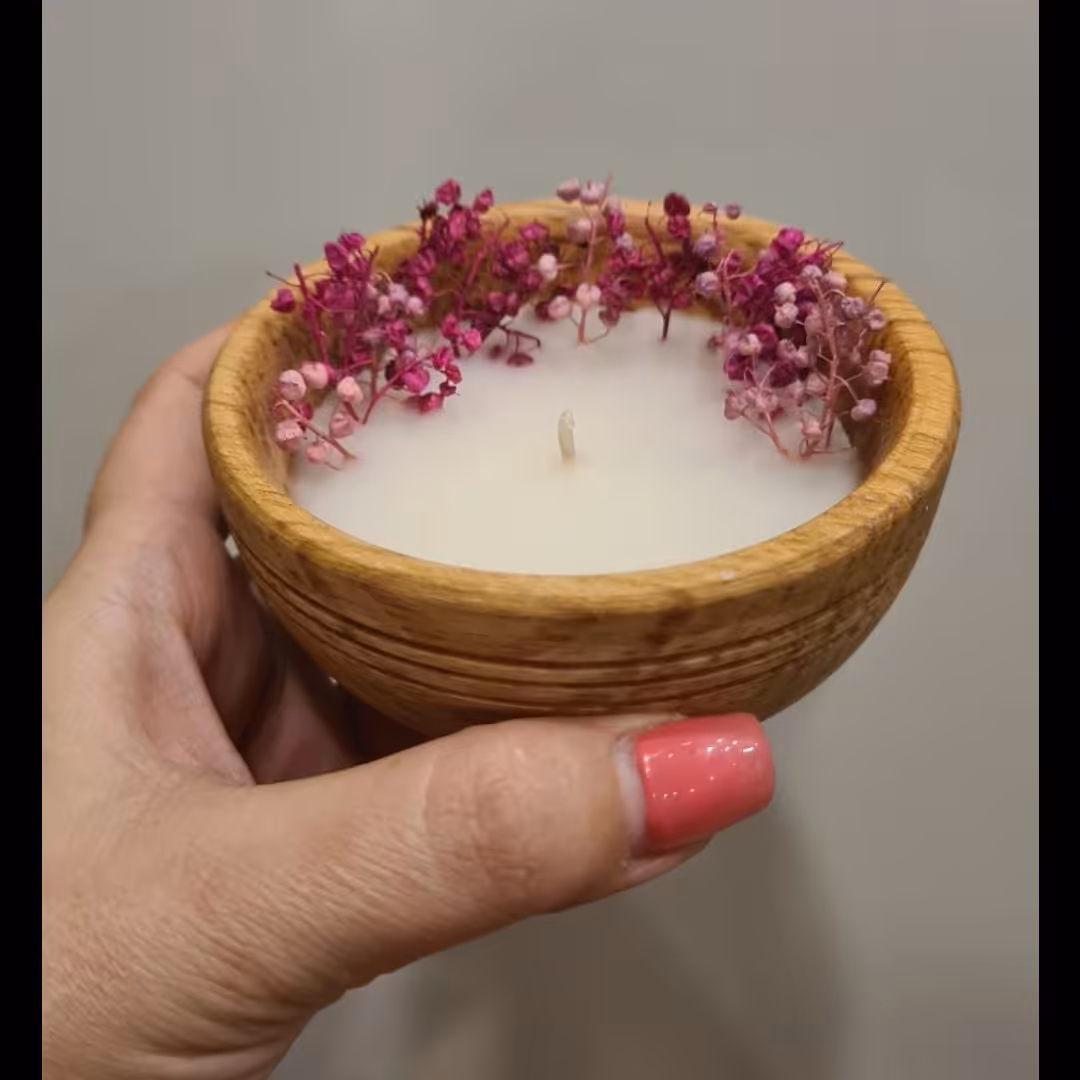 شمع کاسه چوبی کوچک