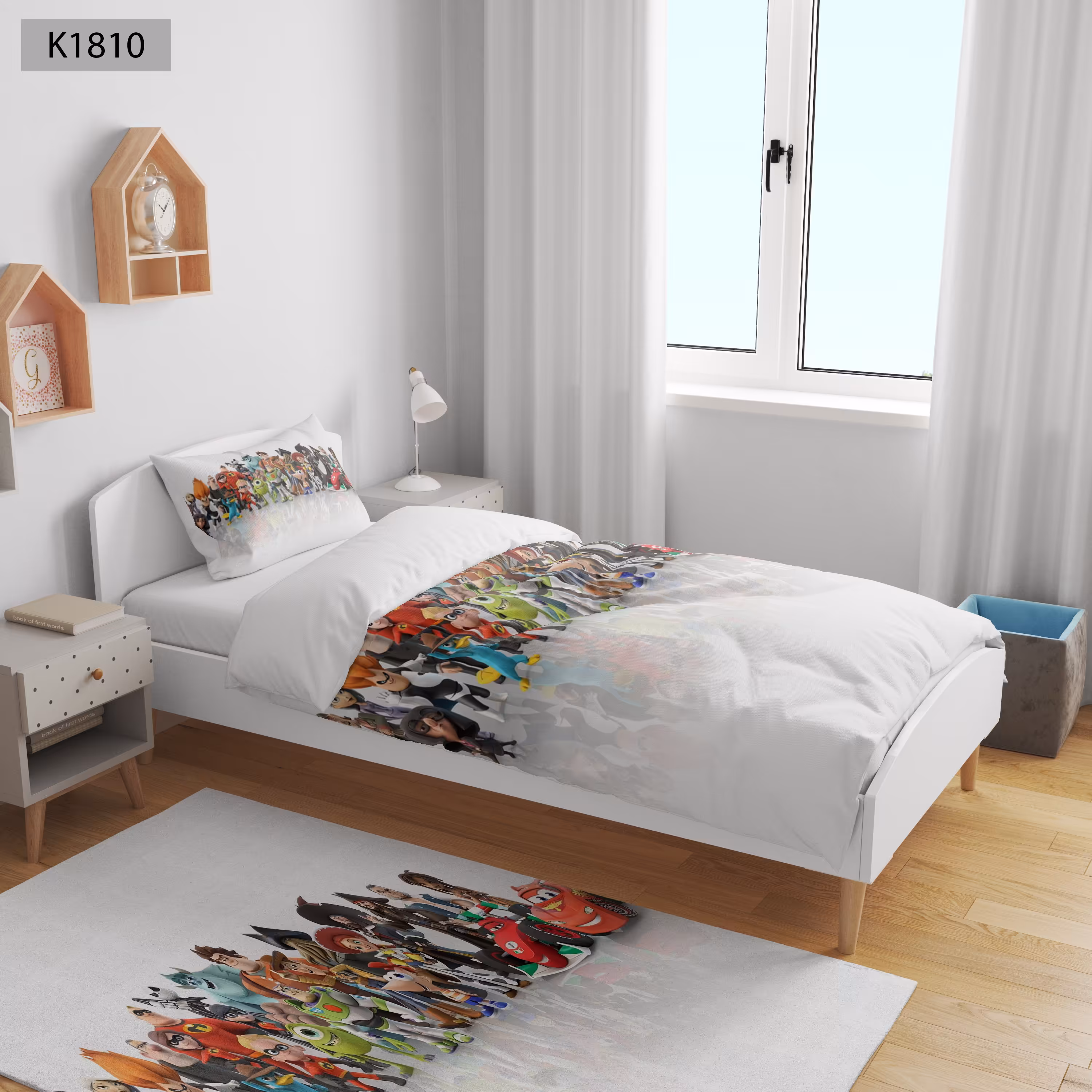 ست رو تختی چاپی 4 تیکه کالیفرنیا یک نفره   کد1810