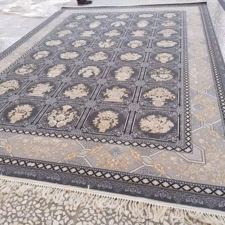 فرش ماشینی 12 متری 700شانه اصل hcpx2 تراکم 2550 صددرصد نخ رنگ دودی طرح صوفیا ارسال پس کرایه