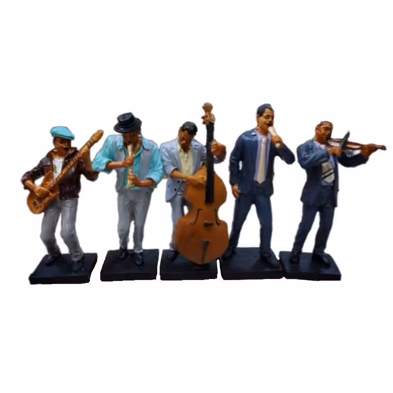 مجسمه دکوری پلی استر مدل نوازندگان مجموعه 5 عددی