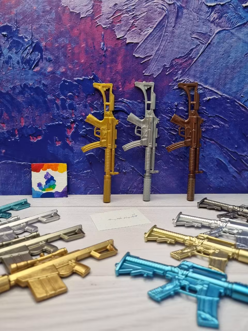 روان نویس طرح اسلحه تفنگ در 3 رنگ با جوهر آبی