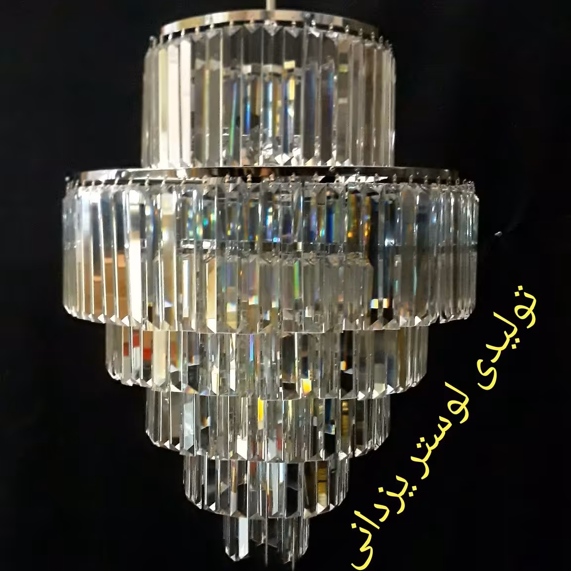 لوستر سانتی رکسانا 50 سانت ابکاری کروم اویز سفید ارتفاع 50 سانت