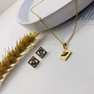 نیم ست استیل طرح چشم زخم