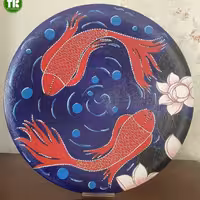 بشقاب سفالی تزئینی  ( دو ماهی ) رو میزی 
ابعاد : 31*31
وزن : 3 کیلوگرم
رنگ : سرمه ای -قرمز 
طرح برکه